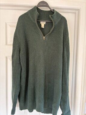 L.L.Bean Men's Organic Cotton Waffle Sweater, 3/4 zip, XXL/Tall, great condition